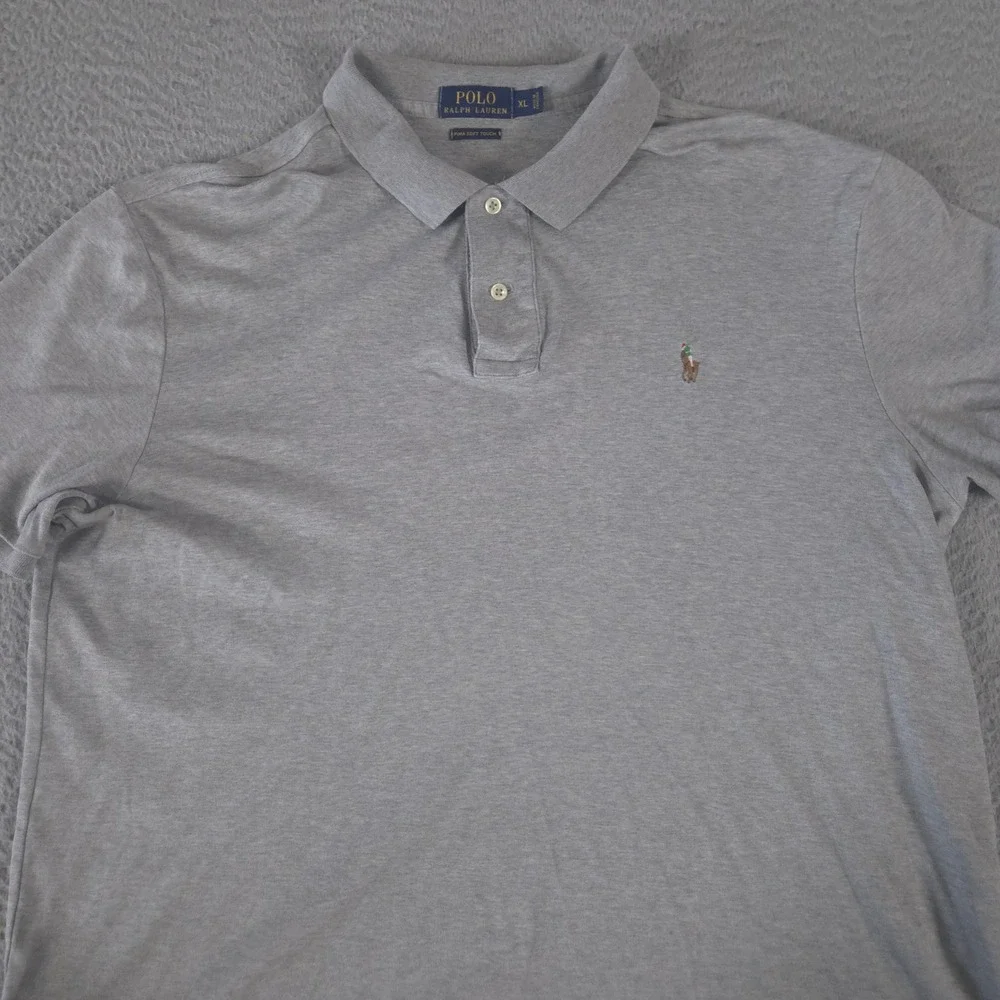 Polo Ralph Lauren Polo Shirt Mens XL Grey Pima Soft Touch Short Sleeve‎ Cotton